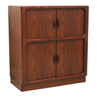 Dyrlund Mid 20th Century Rosewood Danish Modern Tambour Door Bar Cabinet For Sale