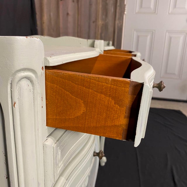 Antique French Painted 3 Drawer Louis XV Night Stands -a Pair For Sale - Image 12 of 13