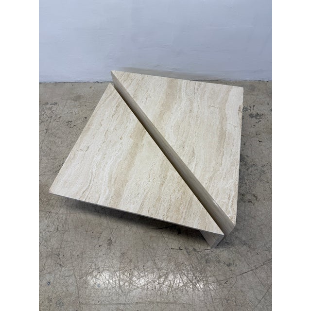 Stone Polished Italian Travertine Triangle Coffee Tables, 1970s - A Pair For Sale - Image 7 of 18