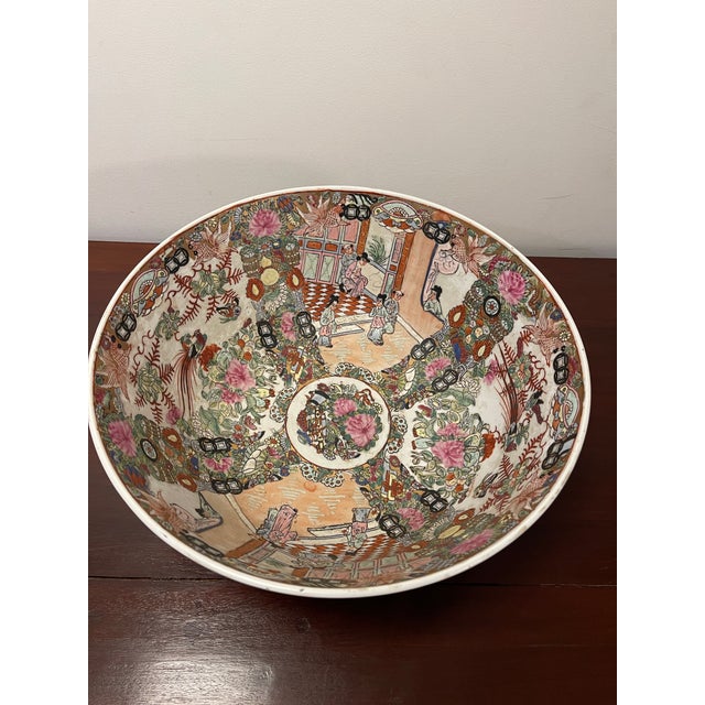 Ceramic Giant 19th Century Chinese Famille Rose Punch Bowl - "Kezi Tu" Theme With Qianlong Mark For Sale - Image 7 of 7