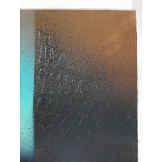 Abstract 1970s Turquoise and Rust Abstract Painting For Sale - Image 3 of 5