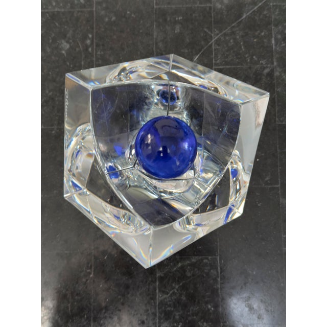 Abstract 1950s Daum France Blue Sphere Crystal Geometric Sculpture For Sale - Image 3 of 5