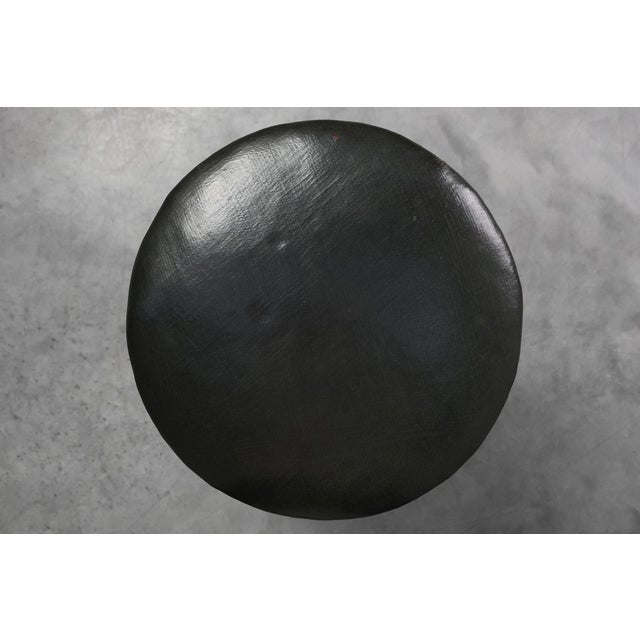 Early Art Deco Arts & Crafts Oak & Leather Stool, France, 1920s For Sale - Image 6 of 11