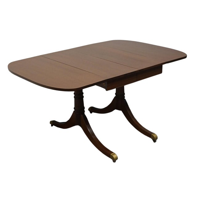 Brown Craddock Furniture Solid Mahogany Traditional Duncan Phyfe Style 70" Drop Leaf Pedestal Dining Table W. Self Storing Leaf For Sale - Image 8 of 12