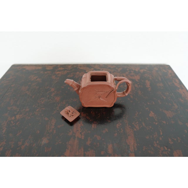 1950s Chinese Relief Design Pottery Teapot For Sale - Image 13 of 14