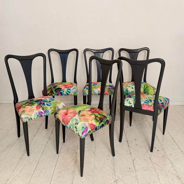 1940s Vintage Italian Dining Chairs by Osvaldo Borsani, 1940s, Set of 6 For Sale - Image 5 of 12
