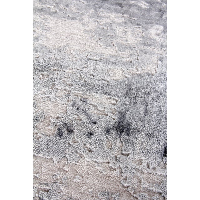 Contemporary Newport Hand loom Bamboo/Silk Dark Gray/Multi Rug-10'x14" For Sale - Image 3 of 8