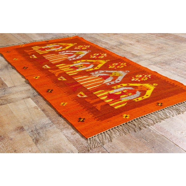 Red Vintage Yeibichai Pictorial Rug, 02'07 X 04'11 For Sale - Image 8 of 10
