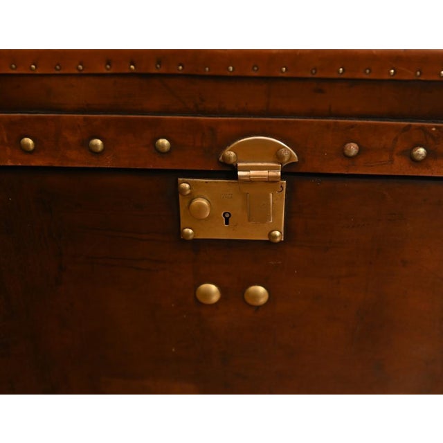 Vintage Campaign Leather Trunk For Sale - Image 9 of 10