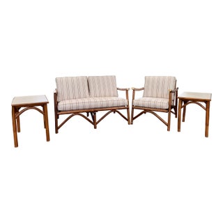 Vintage Vogue Raton Sofa Set With Chairs and Side Tables – Excellent Condition For Sale