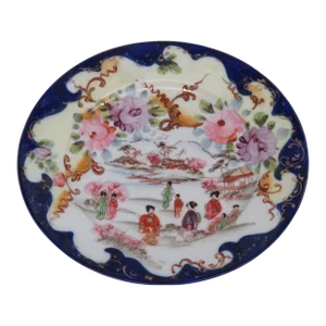 Japanese Porcelain Floral Geisha Asian Village Decorative Plate