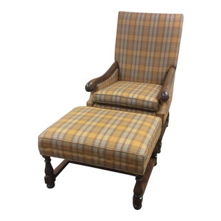 Pearson 21st Century Furniture Upholstered Accent Chair & Ottoman For Sale