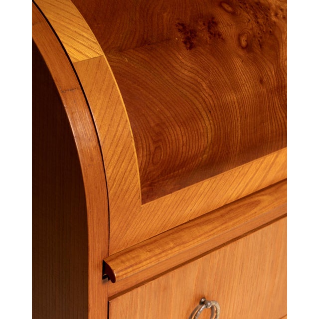 Scandinavian Secretaire in Elm and Root, 1950s For Sale - Image 15 of 16