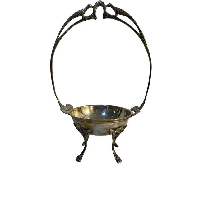 Art Nouveau Silver Plated Basket For Sale - Image 3 of 7