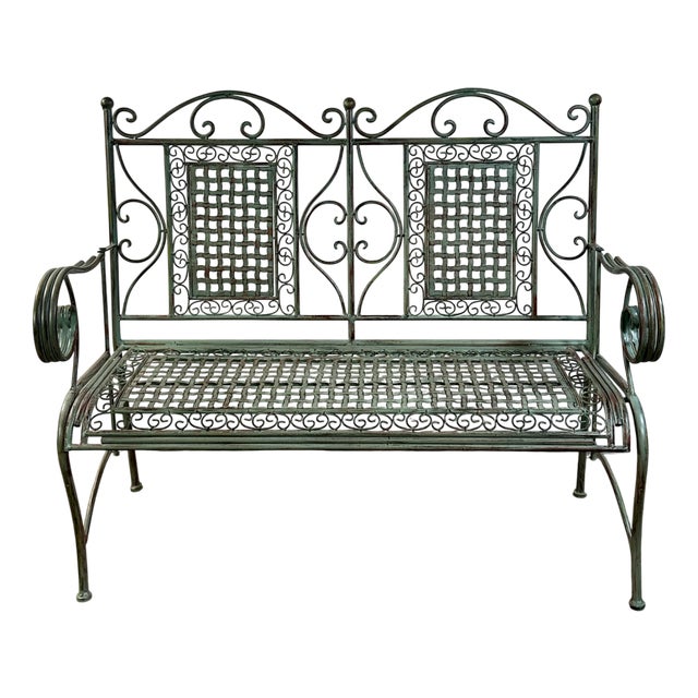 Iron Foldable Garden Bench, 1970s For Sale