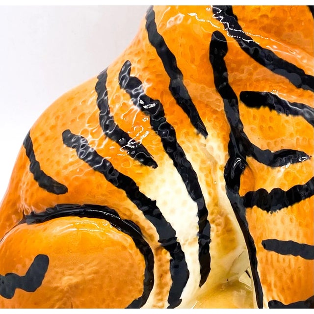 Ceramic Life-Size Italian Style Ceramic Tiger Cub – Maximalist / Safari For Sale - Image 7 of 11