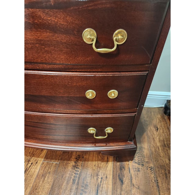 Mahogany or Cherry Chippendale Style Bow Front Bachelors Chest Vintage For Sale - Image 4 of 6