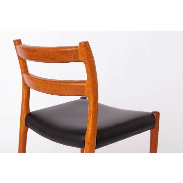 Danish Mid-Century Modern Model 84 Chairs Dining Chairs in Teak and Leather by Niels Otto Møller, 1974, Set of 5 For Sale - Image 9 of 11