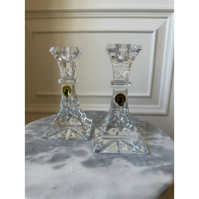 Vintage 1970’s Waterford Crystal Candlesticks - a Pair For Sale - Image 10 of 12