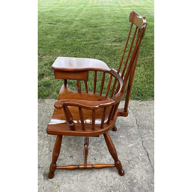 Mid 20th Century Vintage Walnut Pennsylvania Windsor Writing Chair With Two Drawers For Sale - Image 9 of 18