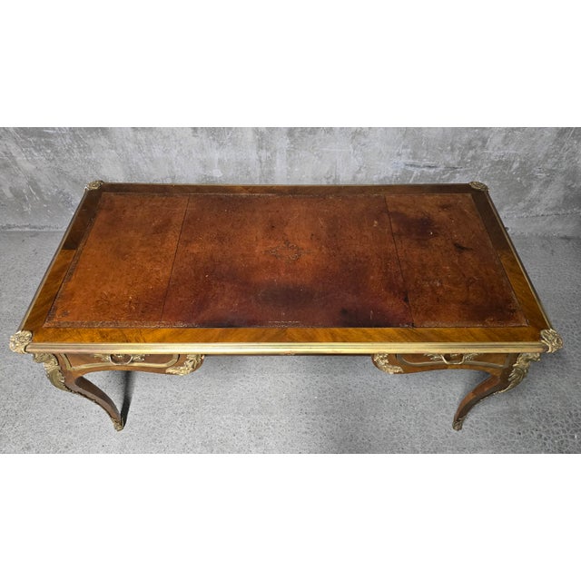 Large Louis XV Style Flat Desk in Mahogany, 1890s For Sale - Image 12 of 18