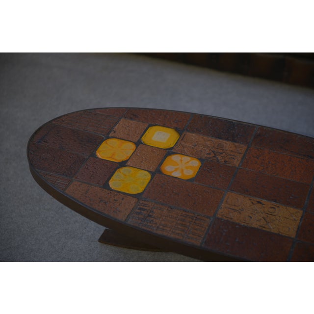 1960s Lava Stone and Ceramic Coffee Table attributed to Jean Jaffeux, 1960s-1970s For Sale - Image 5 of 10