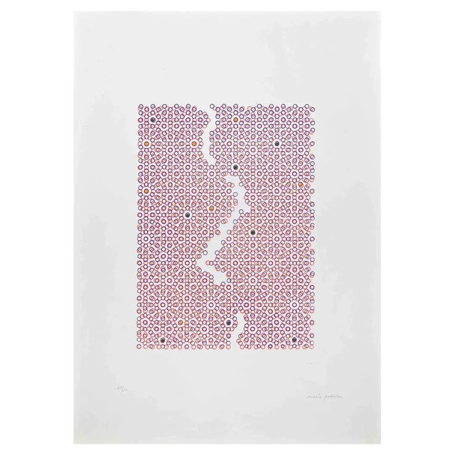 Mario Padovan, Abstract Composition in Pink, Screen Print, 1971 For Sale