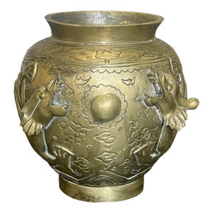 Chinese Qing Dynasty Brass Dragon Urn Vase