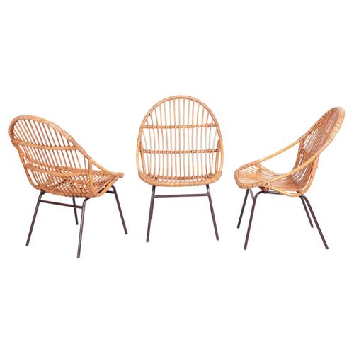 Mid-Century Modern Armchairs in Rattan by Alan Fuchs, 1940s, Set of 3 For Sale - Image 14 of 14