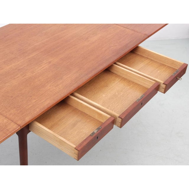 Scandinavian Teak Desk with 2 Flaps attributed to Hans Wegner, 1950s For Sale - Image 13 of 15