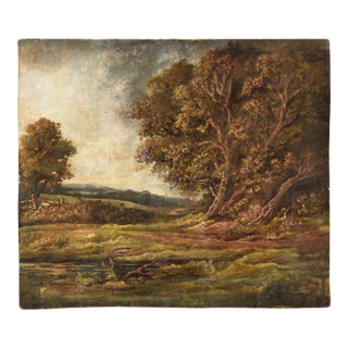 Late 1800s Naturalist Country Scene in Gouache on Paper For Sale
