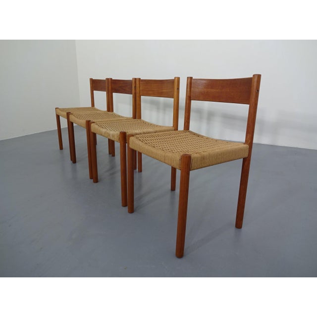 Poul Volther Teak & Papercord Dining Chairs by Poul M. Volther for Frem Røjle, Denmark, 1960s, Set of 4 For Sale - Image 4 of 18