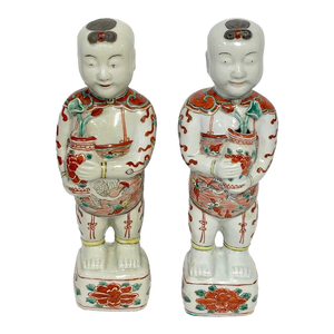 19th Century Chinese Export Famille Verte Figures of the Hehe Erxian Twins - a Pair