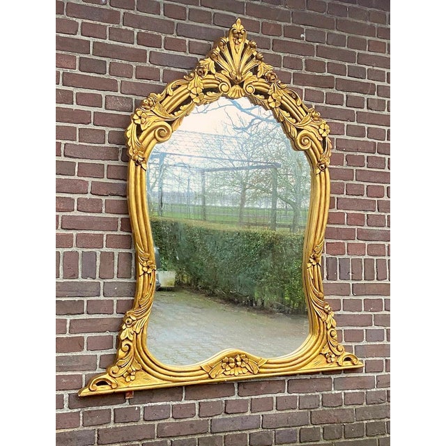 1900s European Rococo Gold Beech Console Wall Mirror - 1 Pc For Sale - Image 16 of 16