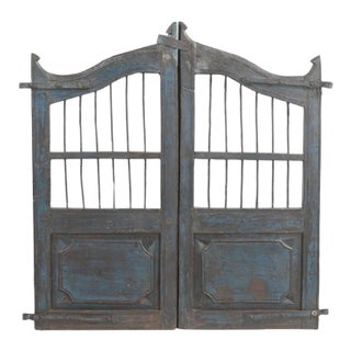 Vintage Indian Painted Teakwood Garden Gate or “Dog Door” For Sale