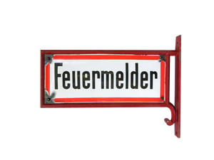 Art Nouveau Fire Alarm Sign in Enameled Cast Iron from Bürvenich, Cologne, Germany, 1890s