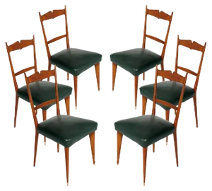 Mid-Century Italian Cherrywood Chairs, 1950s, Set of 6
