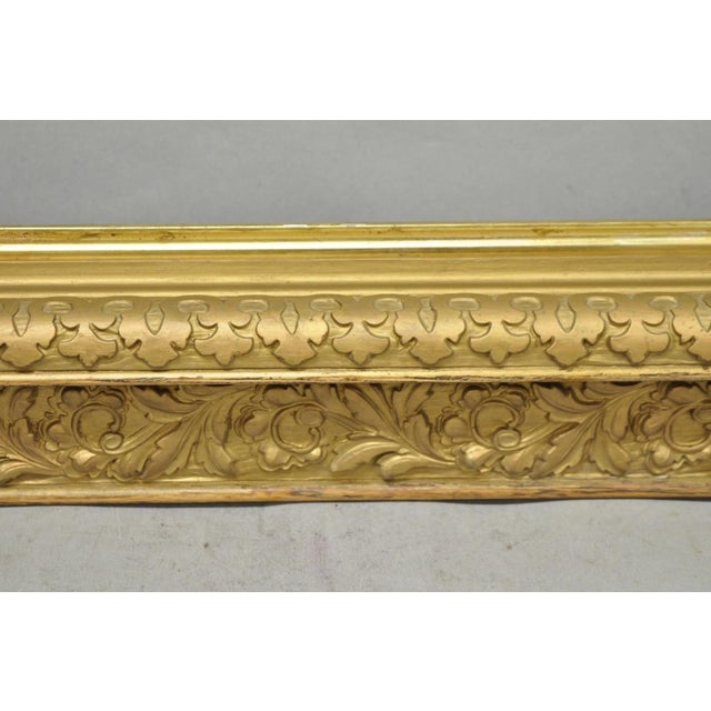Antique Victorian Gold Gilt Oak Wood Leafy Scroll Deep Picture Frame 32.5 X 26.5 For Sale - Image 10 of 18