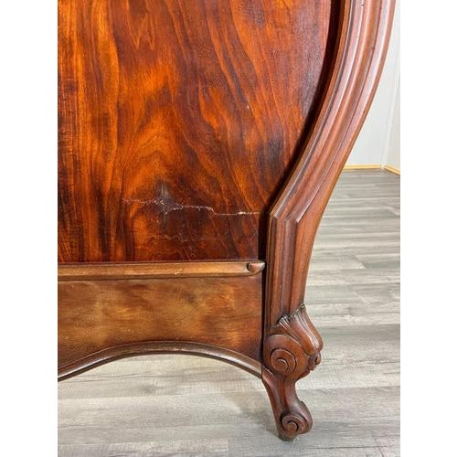 Antique French Style Mahogany Double Bed Frame with Carved Headboard For Sale - Image 5 of 17