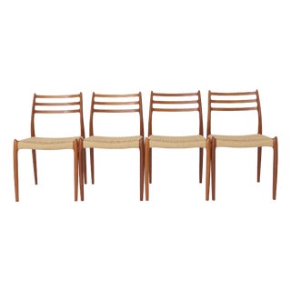 Vintage Danish Model 78 Dining Chairs in Teak by Niels Otto Møller for J.L. Møllers, 1970s, Set of 4 For Sale