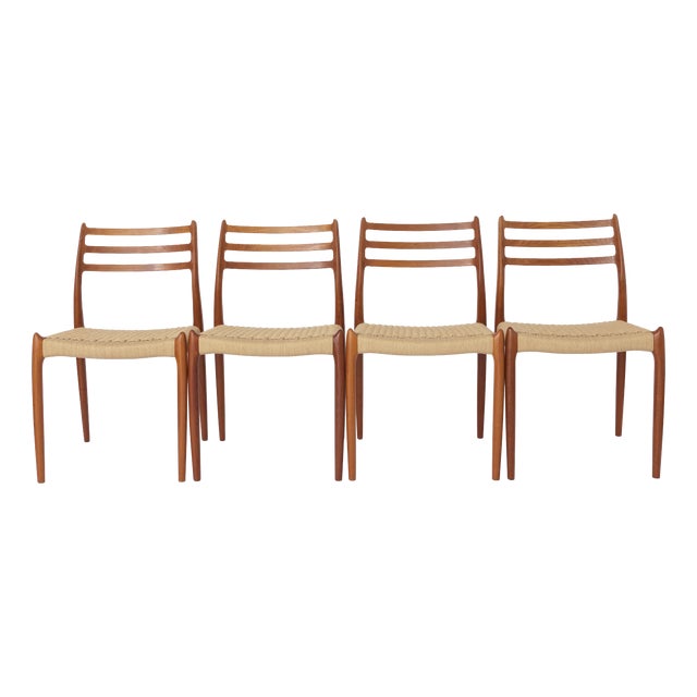Vintage Danish Model 78 Dining Chairs in Teak by Niels Otto Møller for J.L. Møllers, 1970s, Set of 4 For Sale