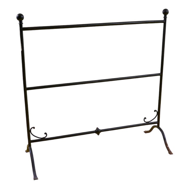 Vintage Wrought Iron Towel Holder, 1940s For Sale