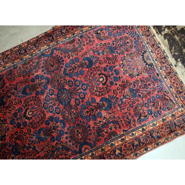 1910s Early 20th Century Handmade Persian Sarouk Rug For Sale - Image 5 of 7