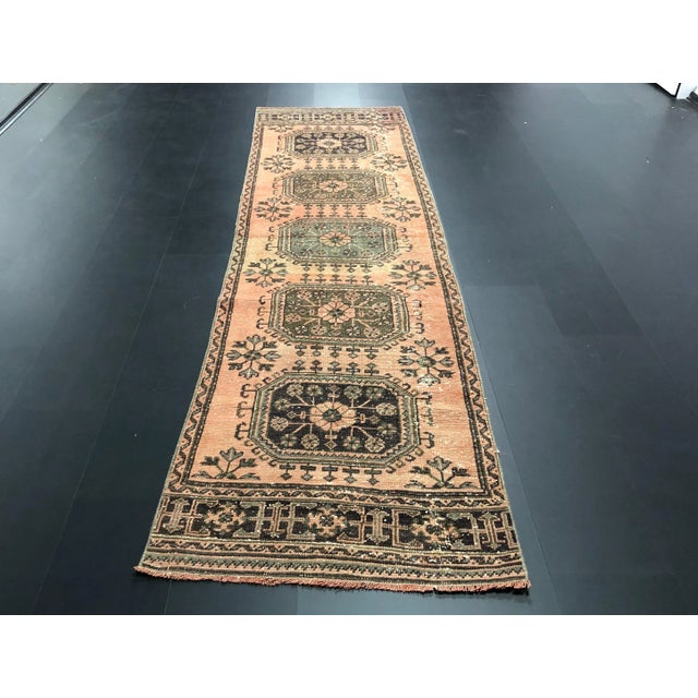 1970s Vintage Nomadic Turkish Faded Hand-Knotted Runner Rug - 3′1″ × 11′2″ For Sale - Image 11 of 11