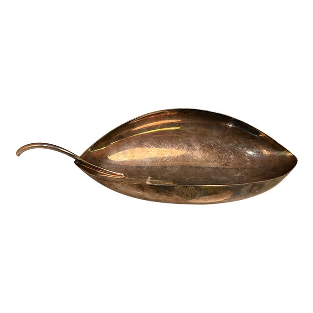 Christofle Gallia Lino Sabatini Silver-Plated Leaf-Shaped Dish Mid-Century Modern For Sale