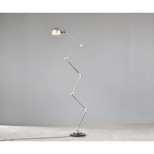 Large 6 arm floor standing jielde lamp circa 1950s - brushed steel arms - on/off switch on the shade - takes e27 fitting...