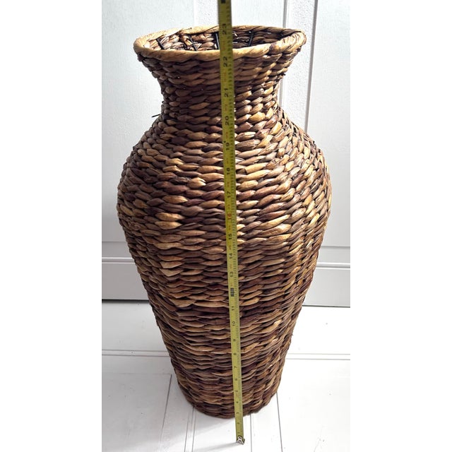 Wood 1980s Tall Wicker Basket 22” For Sale - Image 7 of 9