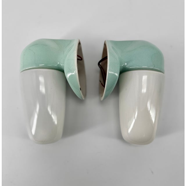 Ceramic Aqua Blue Green Wall Lamp by Wilhelm Wagenfeld for Lindner, 1958 For Sale - Image 10 of 14