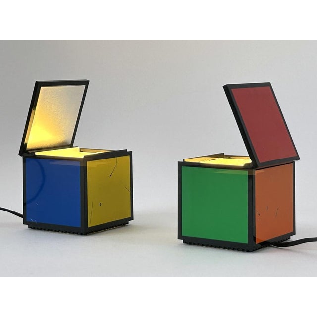 Early Pentacolore Cuboluce Table Lamps by Franco Bettonica & Mario Melocchi for Cini & Nils, 1972, Set of 2 For Sale - Image 9 of 18