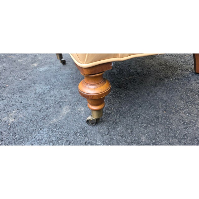 Wood 1990s Pair of Transitional Leather Club Chairs by Ethan Allen For Sale - Image 7 of 7